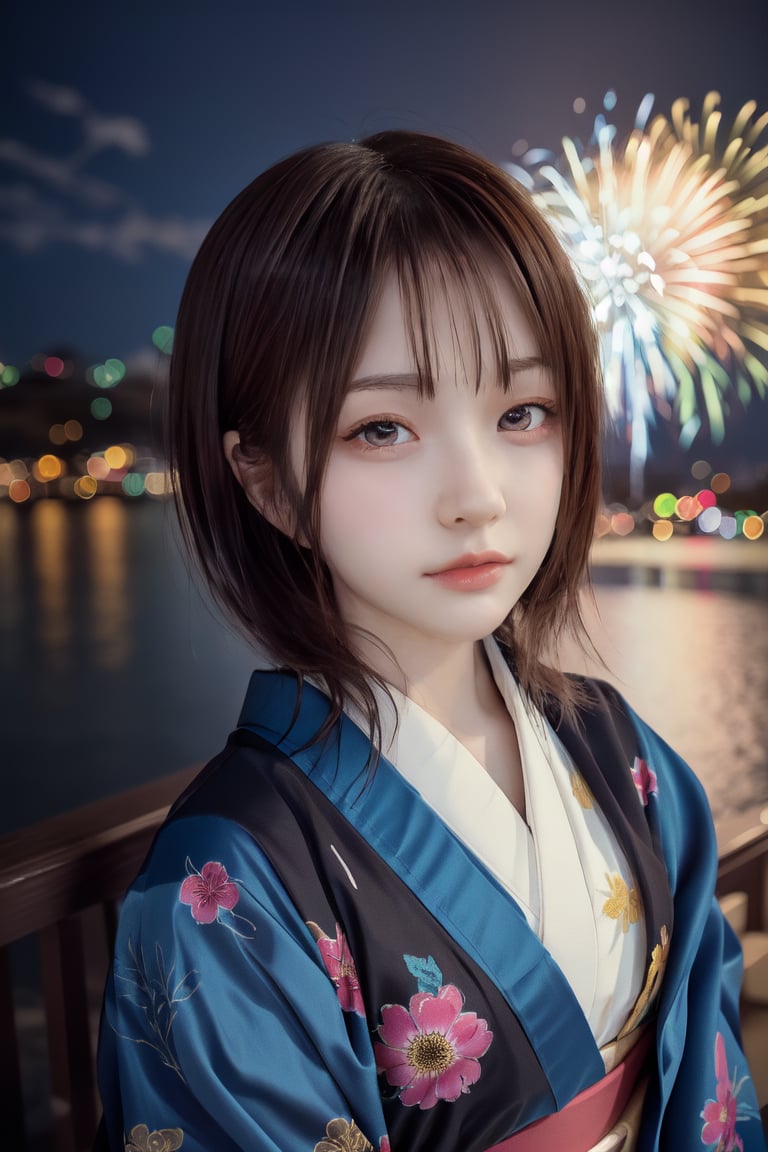 mikas
{{Masterpiece}}} A Korean supermodel girl wearing a beautiful traditional kimono, with purple-blue silky hair, long and dense eyelashes, and sharp eyes. Lots of fireworks, detailed textures, high quality, high resolution, high precision, realism, color correction, appropriate lighting settings, harmonious composition. Realism, depth of field, and pictures are outstanding works.