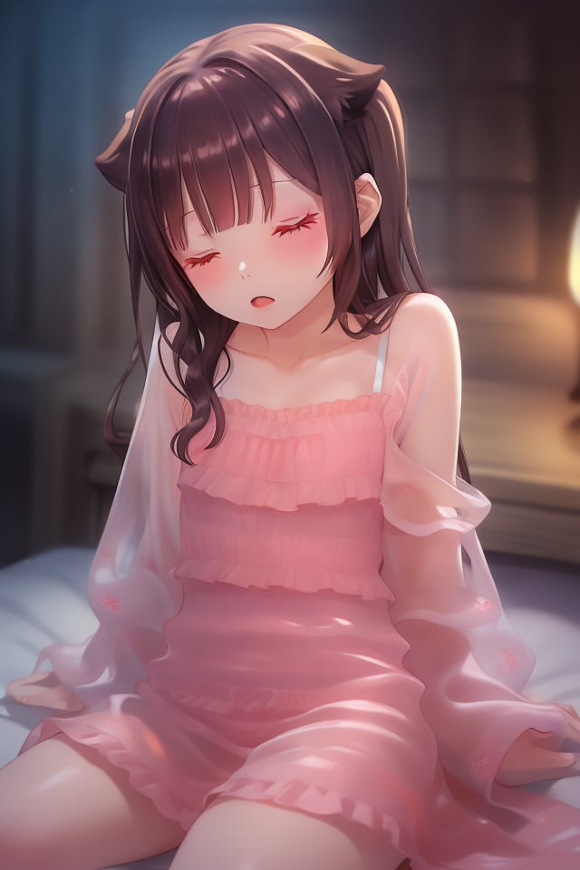 mikas
A cute girl sleeping in a nightgown and having trouble sleeping