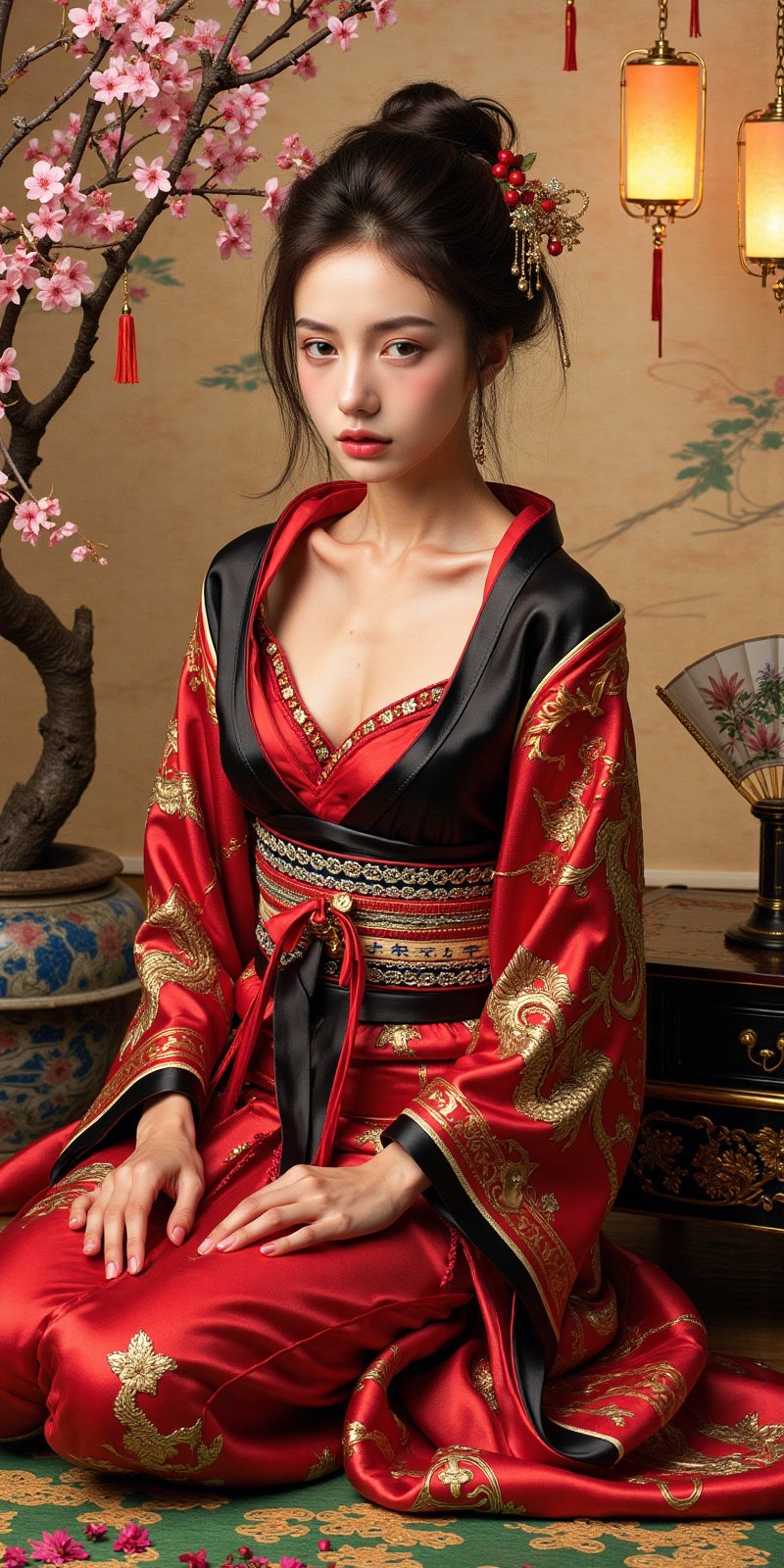 This is a mysterious female portrait painted in the style of East Asian comics. The character in the painting is Minoko,...