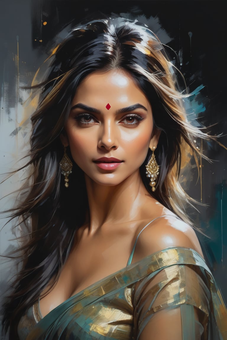 oil painting, heavy brushstrokes, paint drips, a breathtaking portrait of a Mozart, female, Deepika Padukone, action pose, medium long fuzzy hair, perfect symmetric eyes,gorgeous face, by Jeremy Mann, Carne Griffiths, Robert Oxley, rich, deep colors,layered image shaded by cells, golden ratio, award winning, professional,highly detailed, intricate, volumetric lighting, gorgeous, masterpiece, sharp focus, depth of field, perfect composition, award winner, artstation, acrylic painting create a hyper realistic vertical photo of Indian most attractive woman in her 40s, Trendsetter wolf cut black hair, trending on artstation, portrait, digital art, modern, sleek, highly detailed, formal, determined, 38C, fairy tone, blouse and transparent saree, 