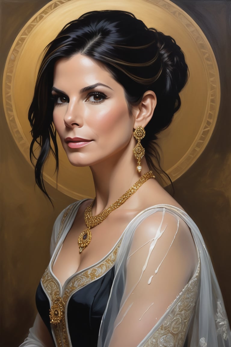 Here is the prompt: A breathtaking,  award-winning portrait of Sandra Bullock as Mozart,  a female genius by aianastaciawo...