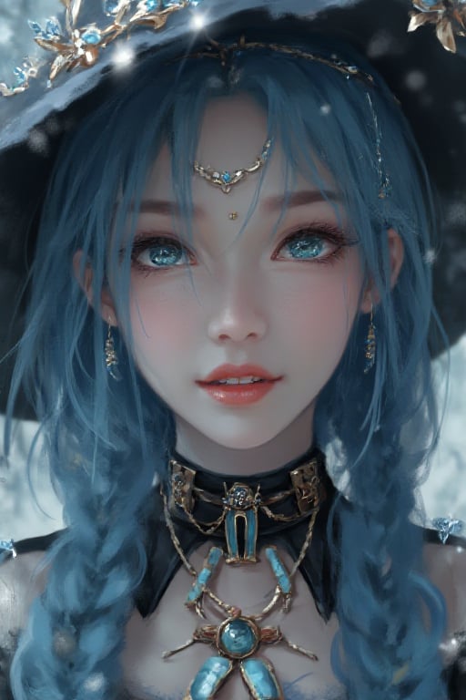 A beautiful blue-haired girl, (1girl), wearing a ribcage corset, a prairied skirt, and a cloak made of clouds at the end, (detailed beautiful girl, beautiful detailed eyes, beautiful detailed lips, extremely detailed eyes and face, long eyelashes), veiled hat, fantasy, (best quality, 4k, 8k, high resolution, masterpiece:1.2), ultra-detailed, (realistic, photorealistic, photo-realistic:1.37), intricate, cinematic lighting, (vibrant colors, vivid colors:1.2)