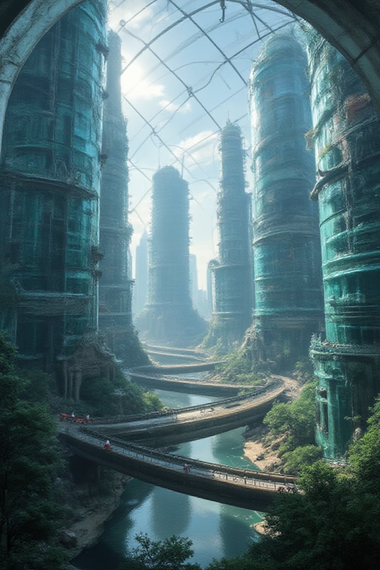 Masterpiece, 8k, hdr, best quality, photography, analog style, real life, extremely beautiful, (highly detailed, intricately detailed), ray tracing, (dramatic lighting), Inside a glass dome, the human being evolved, conquered space, settled on other planets, created new, highly advanced civilizations, crystal cities, very high vertically, joined by roads linking the transparent buildings, these buildings generate the energy for life, supply the needs of the city, the dome reflects the light protecting them from the outside, in the clear sky you can see the stars and constellations.
