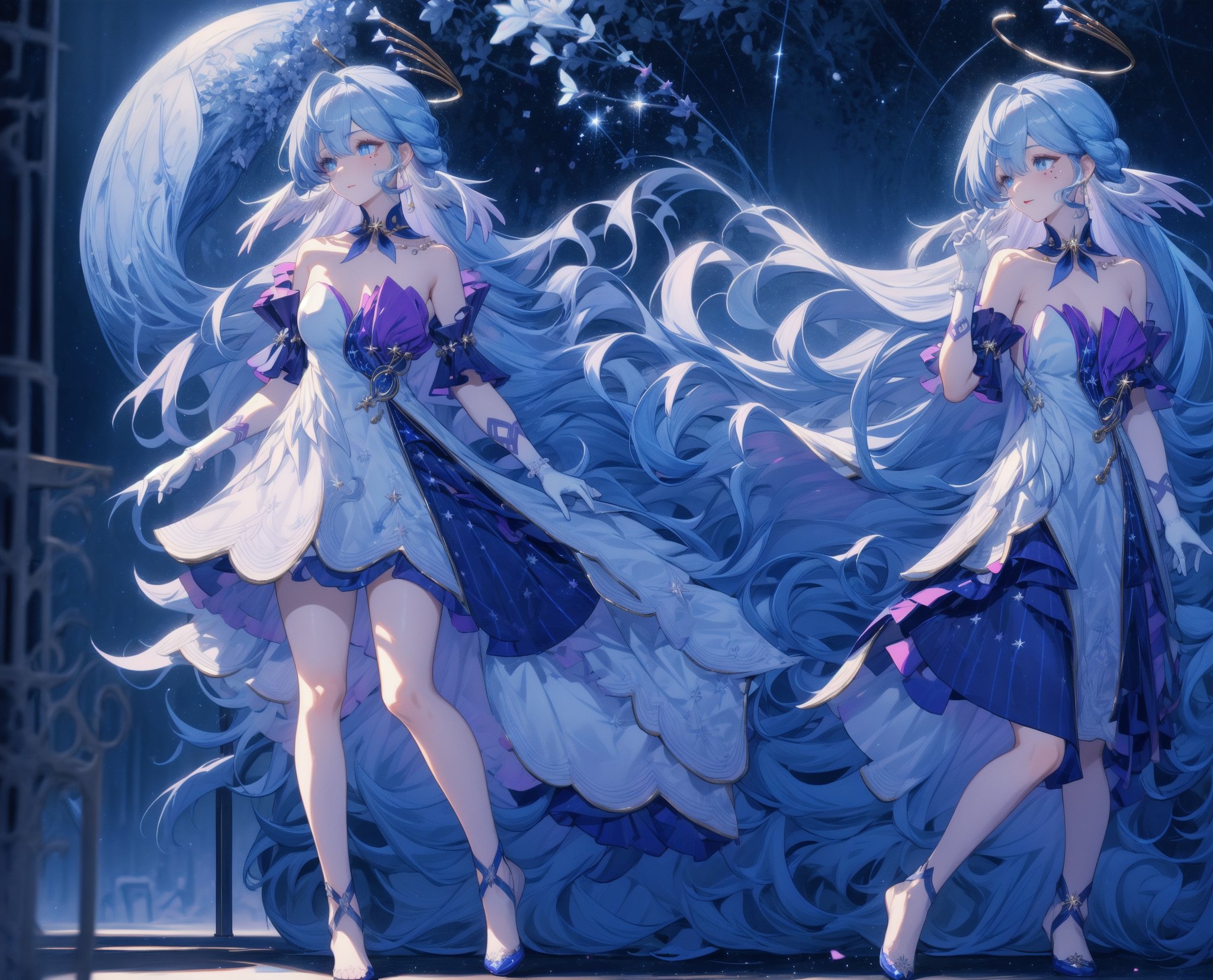 bestquality,masterpiece,1girl,solo,:p,
halo,long hair,blue hair,hair ornament,earrings,mole,blue eyes,jewelry,white gloves,bare shoulders,white dress,strapless dress,head wings,hand on own chest,bestquality,masterpiece,1girl,solo,:p,
halo,long hair,blue hair,hair ornament,earrings,mole,blue eyes,jewelry,white gloves,bare shoulders,white dress,strapless dress,head wings,hand on own chest,Highest quality,very detailed,(A girl),full body,single focus,white hair,long hair,moon,the moon,princess dress,glowing starry sky,glowing palace,robin,,robin,a girl named robin,1girl,white dress,bare shoulders,halo,white gloves,earrings,bracelet,head wings,looking back,upper body,raise her head,, ,,1girl,ojousama,,backlight