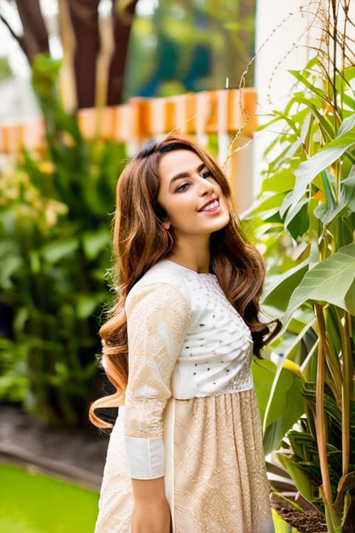  18-year-old girl with sandy brown hair enjoying freedom in a garden while wearing a 

shalwar kameez,

aim for soft, flattering lighting. Utilize a DSLR camera with a fast prime lens and wiwAde aperture for detailed shots and beautiful bokeh. Choose the golden hours for shooting to avoid harsh sunlight, enhancing the natural beauty of the scene. Experiment with poses and angles to convey her relaxed vibe, while highlighting the serene ambiance of the garden.