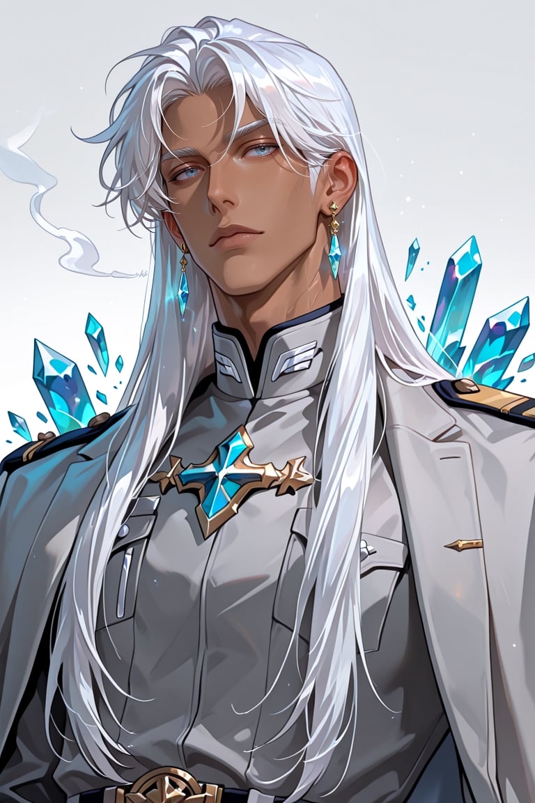 ((1man)),  long straight white hair below the shoulders,  white hair by AmarahKou on Tensor.Art