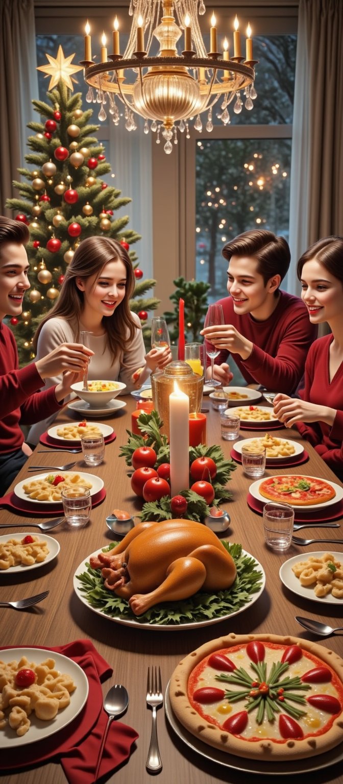 During the Christmas season,  a beautiful and charming girl and her family had a Christmas dinner warmly at home with her...