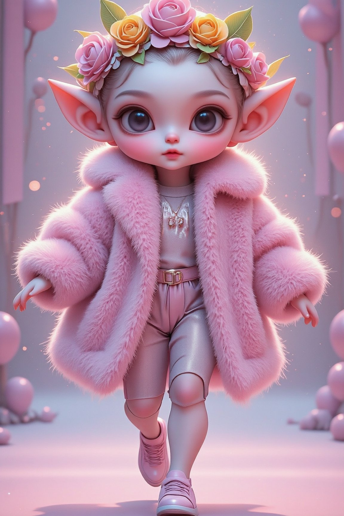 Sweet and Stylish Alien Models: Adorable aliens walk the fashion runway in furry,  eye-catching pastel-hued outfits. The a...