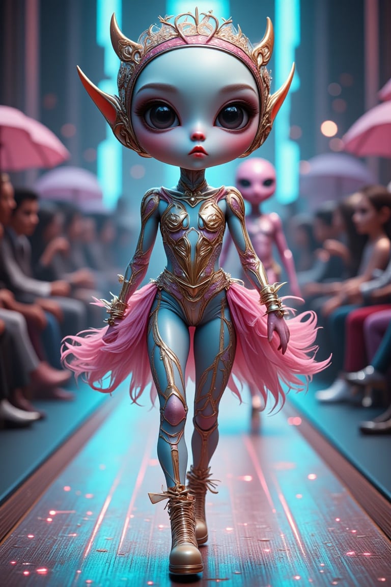 Modern Aliens: Petite,  sweet-looking,  elegantly dressed aliens walk the high fashion runways. They wore clothes decorate...