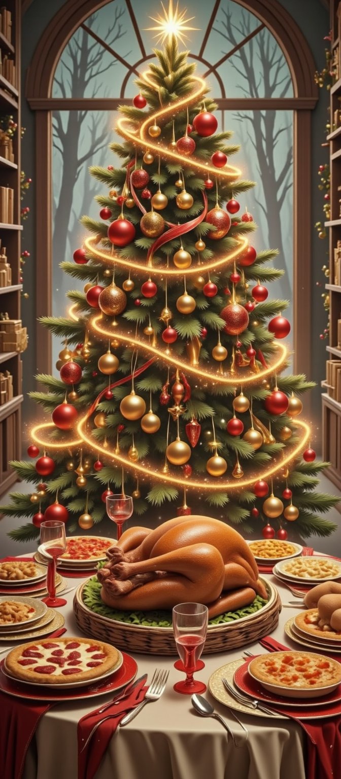 During the Christmas season,  a beautiful and charming girl and her family had a Christmas dinner warmly at home with her...