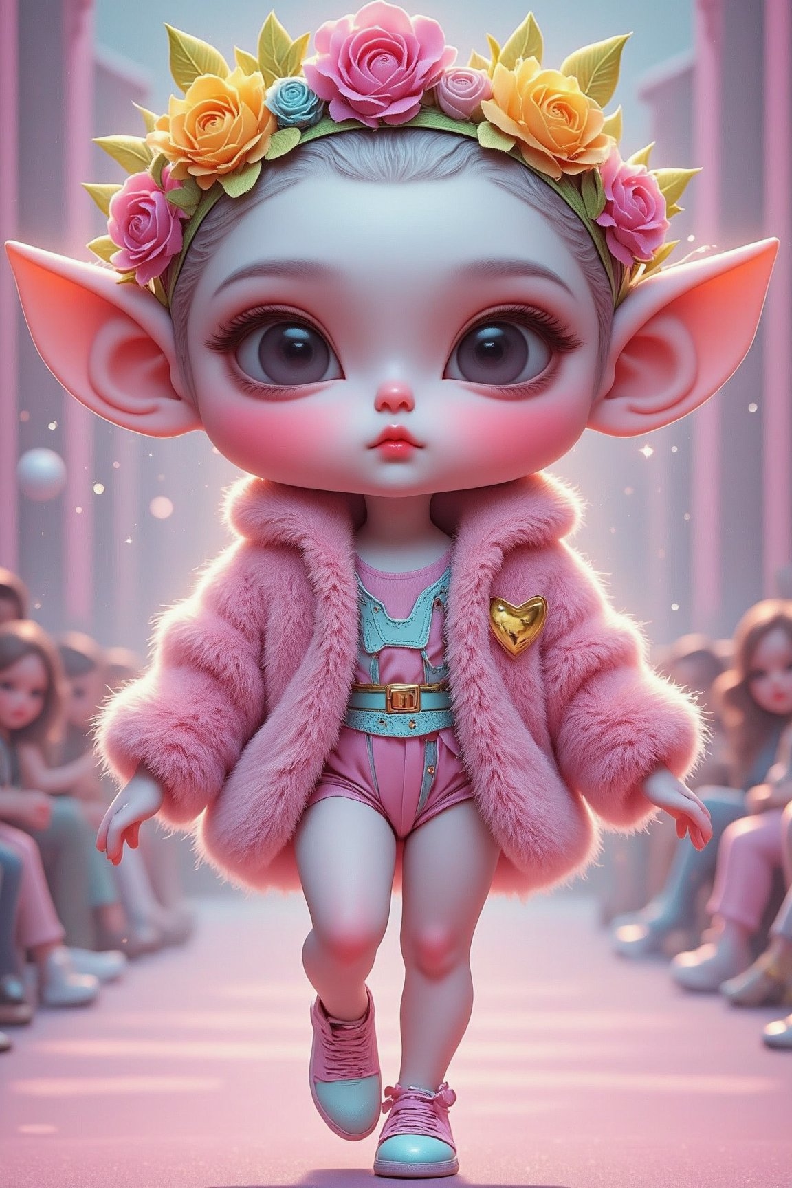 Sweet and Stylish Alien Models: Adorable aliens walk the fashion runway in furry,  eye-catching pastel-hued outfits. The a...