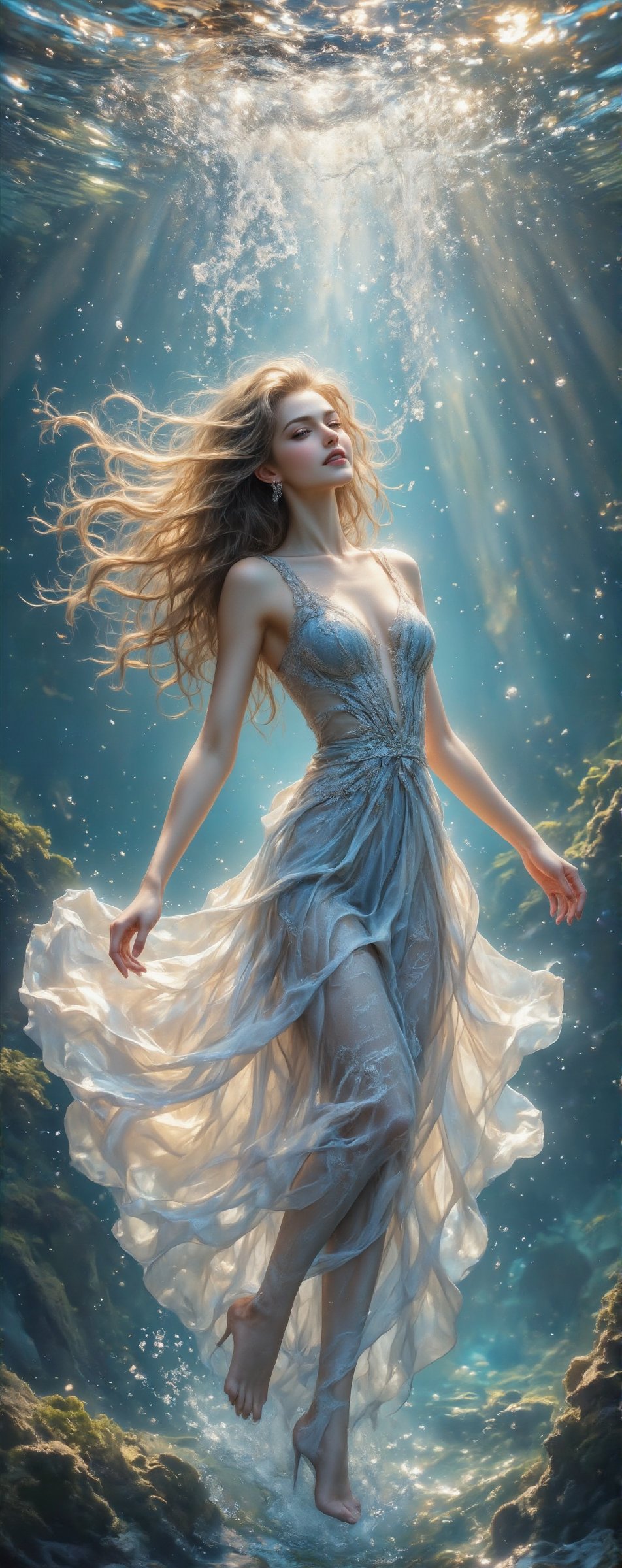 A beautiful,  charming and sexy Finnish beauty,  she is playing in the water by the sea by Ann   on Tensor.Art
