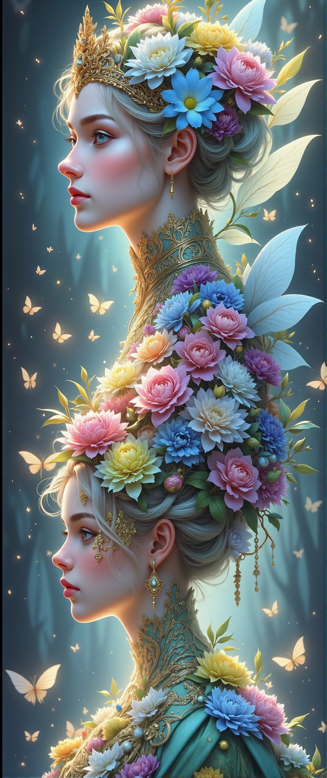 In einer fremden Welt der Elfen gibt es eine Blumenelfe. Ihr ganzer Körper,  ihre Kleidung und ihre Schuhe sind aus Blumen...