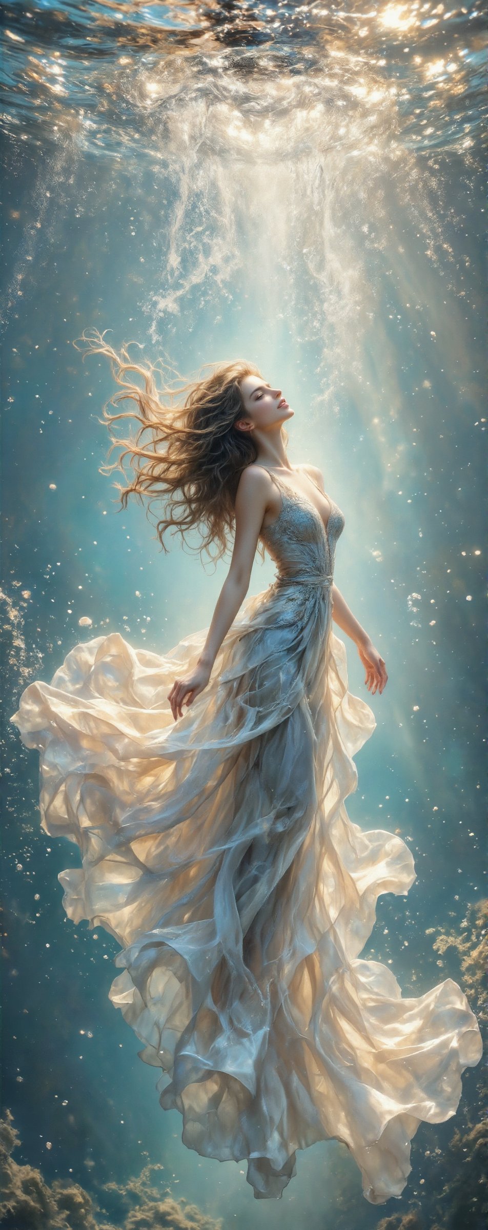 A beautiful,  charming and sexy Finnish beauty,  she is playing in the water by the sea by Ann   on Tensor.Art