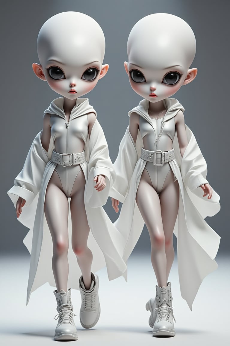 High Fashion Simple Alien: Short,  sweet alien wearing simple,  stylish clothes. They walked the runway in simple yet impr...