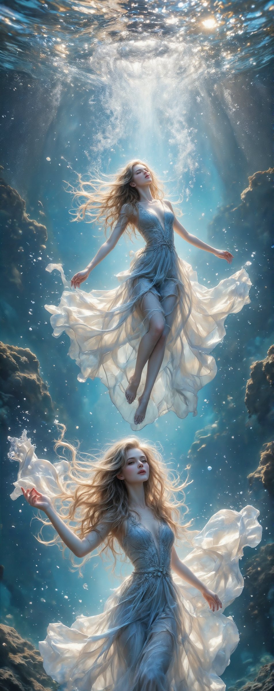 A beautiful,  charming and sexy Finnish beauty,  she is playing in the water by the sea by Ann   on Tensor.Art