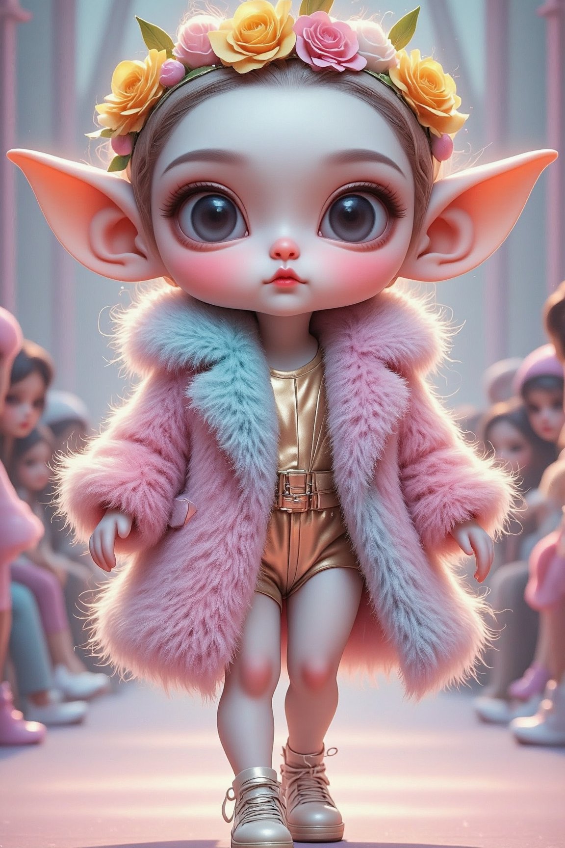 Sweet and Stylish Alien Models: Adorable aliens walk the fashion runway in furry,  eye-catching pastel-hued outfits. The a...