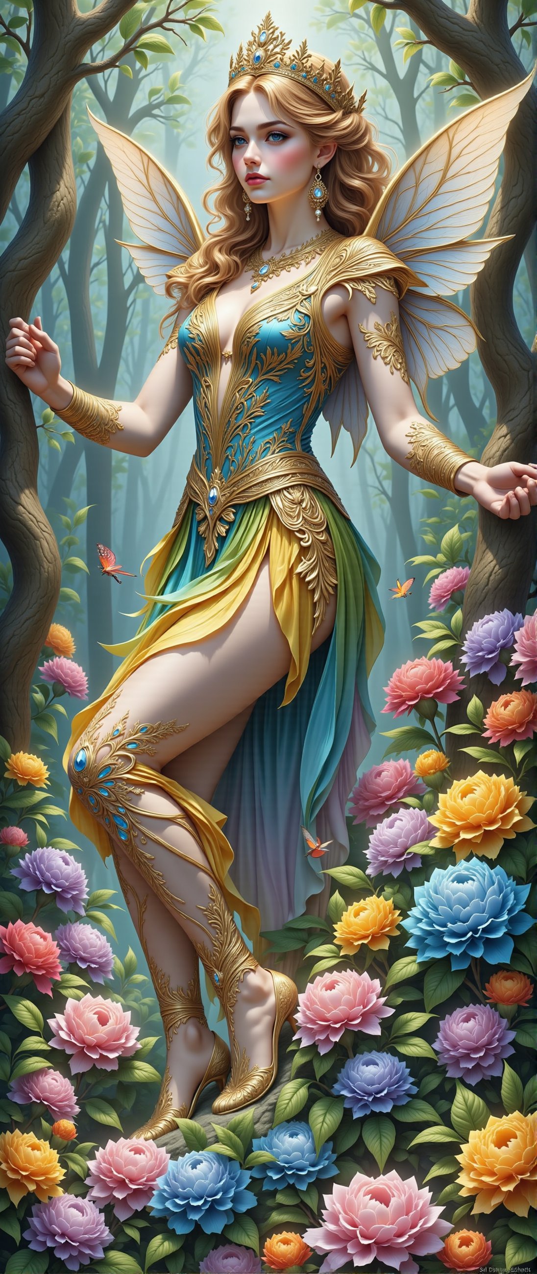 In einer fremden Welt der Elfen gibt es eine Blumenelfe. Ihr ganzer Körper,  ihre Kleidung und ihre Schuhe sind aus Blumen...