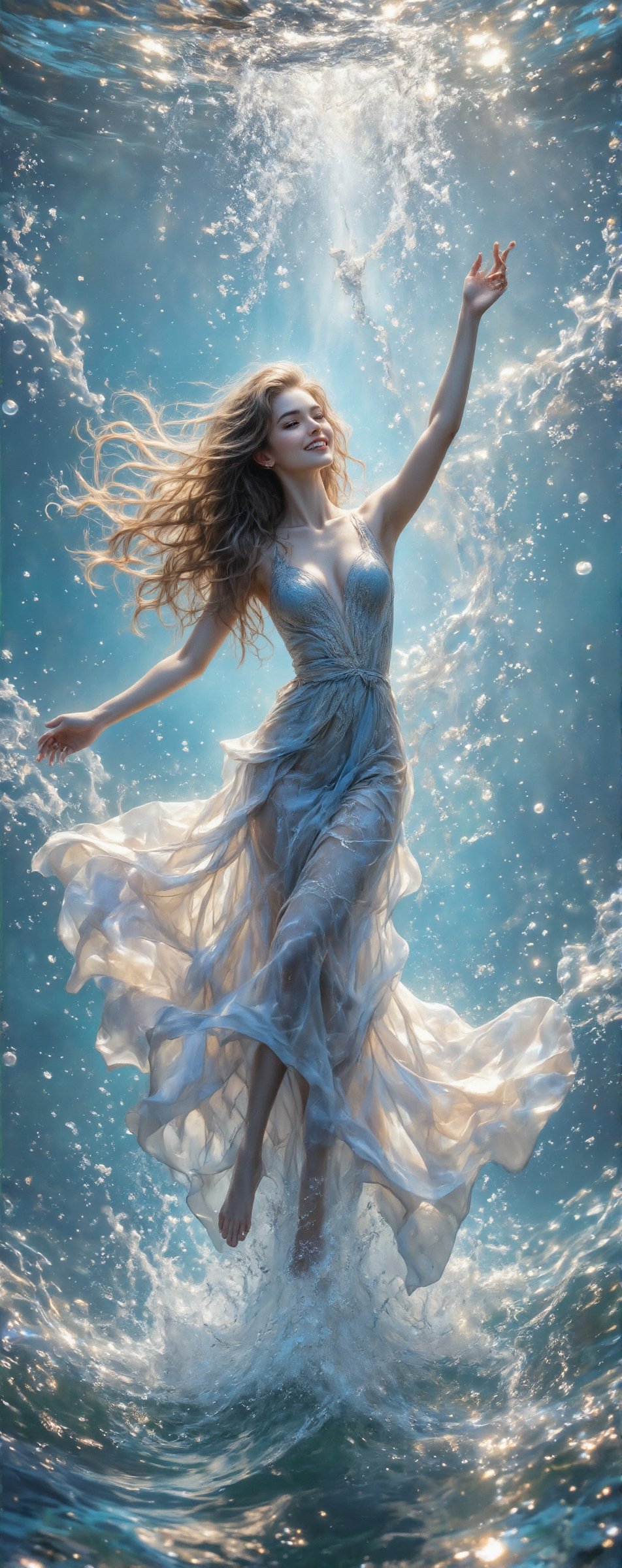 A beautiful,  charming and sexy Finnish beauty,  she is playing in the water by the sea by Ann   on Tensor.Art