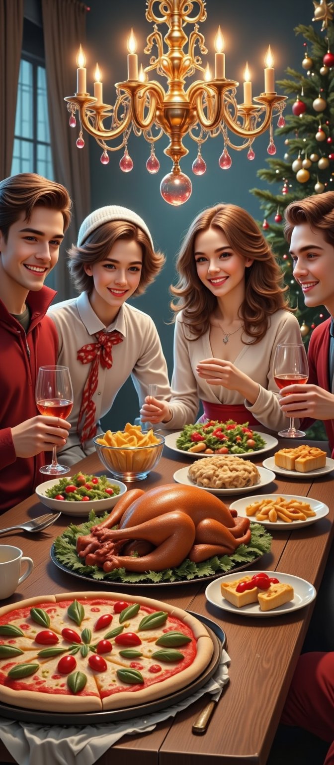 During the Christmas season,  a beautiful and charming girl and her family had a Christmas dinner warmly at home with her...