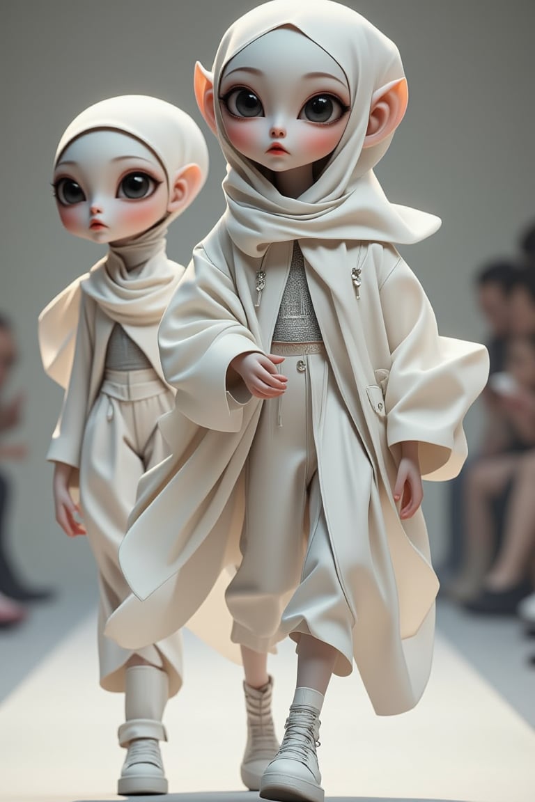 High Fashion Simple Alien: Short,  sweet alien wearing simple,  stylish clothes. They walked the runway in simple yet impr...