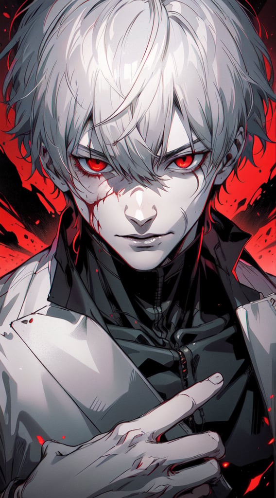 Ken Kaneki,  a Tokyo Ghoul protagonist,  is depicted as a hauntingly dashing figure by 邪剑长空 on Tensor.Art