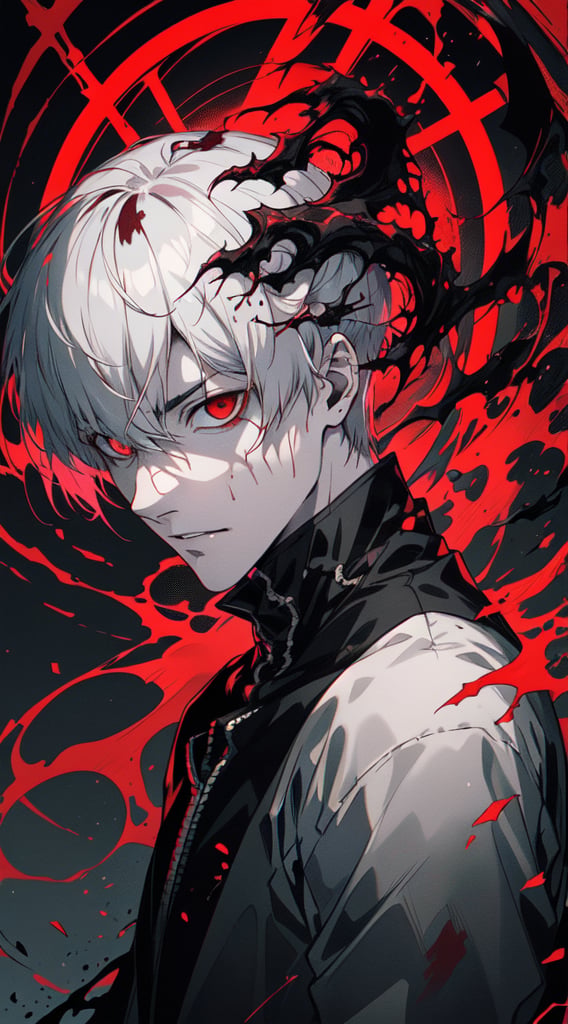 Ken Kaneki,  a Tokyo Ghoul protagonist,  is depicted as a hauntingly dashing figure by 邪剑长空 on Tensor.Art