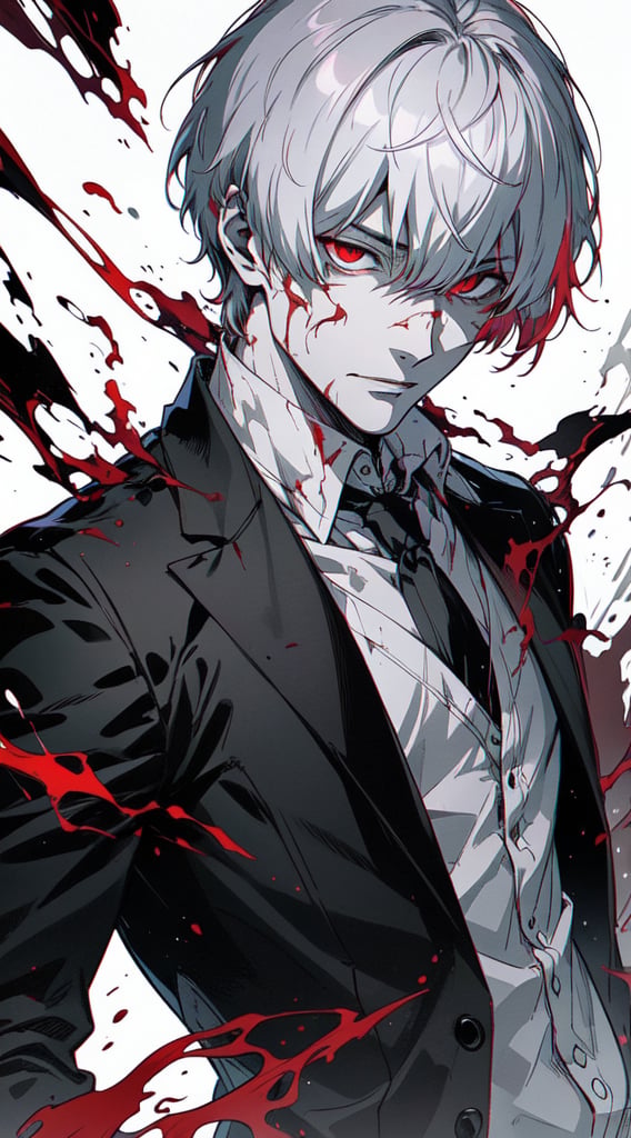 Ken Kaneki,  a Tokyo Ghoul protagonist,  is depicted as a hauntingly dashing figure by 邪剑长空 on Tensor.Art