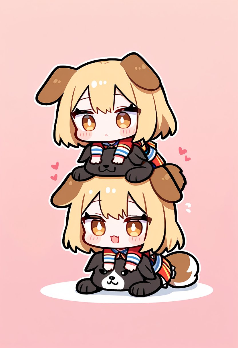 chibi-girls,dog-ear,Stack the chibi girls one on top of the other,