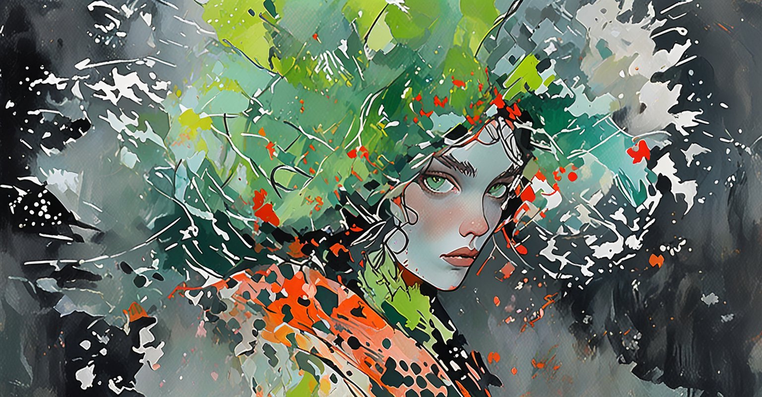 (concept art) Style reference "Gris,  a game developed by Spanish indie game studio Nomada." Beautiful painting of an Iris...