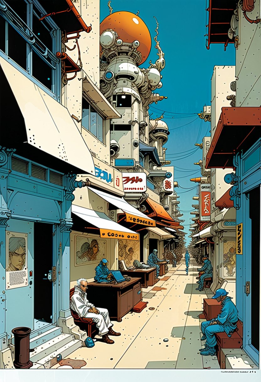 Prompt: score_9, source_Comics, (2 page comic) BOOK OF THE MOEBIUS & Katsuya Terada collaboration, art station, BANDE DESSINÉE story transcription, full color, Streetscape