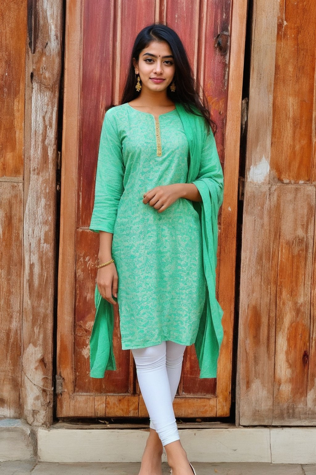 18 year old indian girl in soft cotton tight leggings and salwar kurti, soft tight cotton fabric,woman