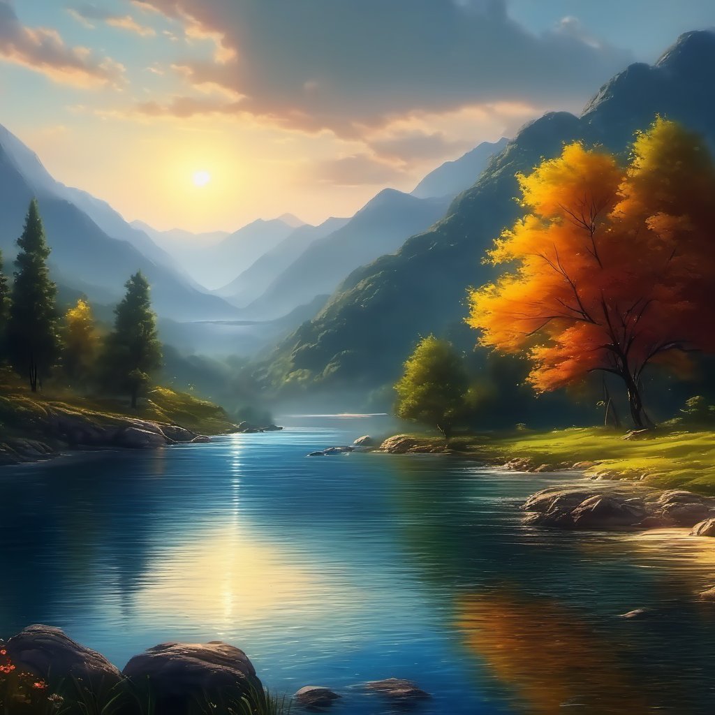 landscape,water,(extremely detailed CG unity 8k wallpaper), most beautiful artwork in the world,professional majestic oil painting,intricate, High Detail, Sharp focus, dramatic, photorealistic painting art