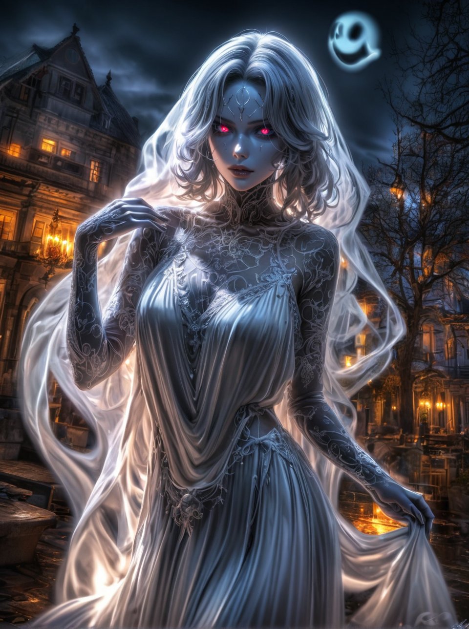 (Ghost lady),((ultra-fine HDR)),extremely delicated and beautiful,