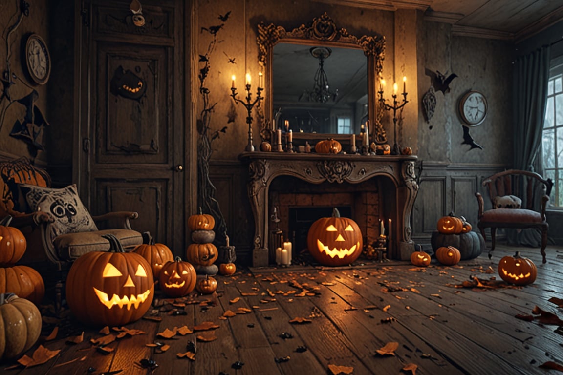 halloween ambiance, masterpiece, best quality, realistic, intricate details, 32k, highres, sharp image, insane details, ultimate texture resolution, ultra realistic, photo realistic, vivid colors