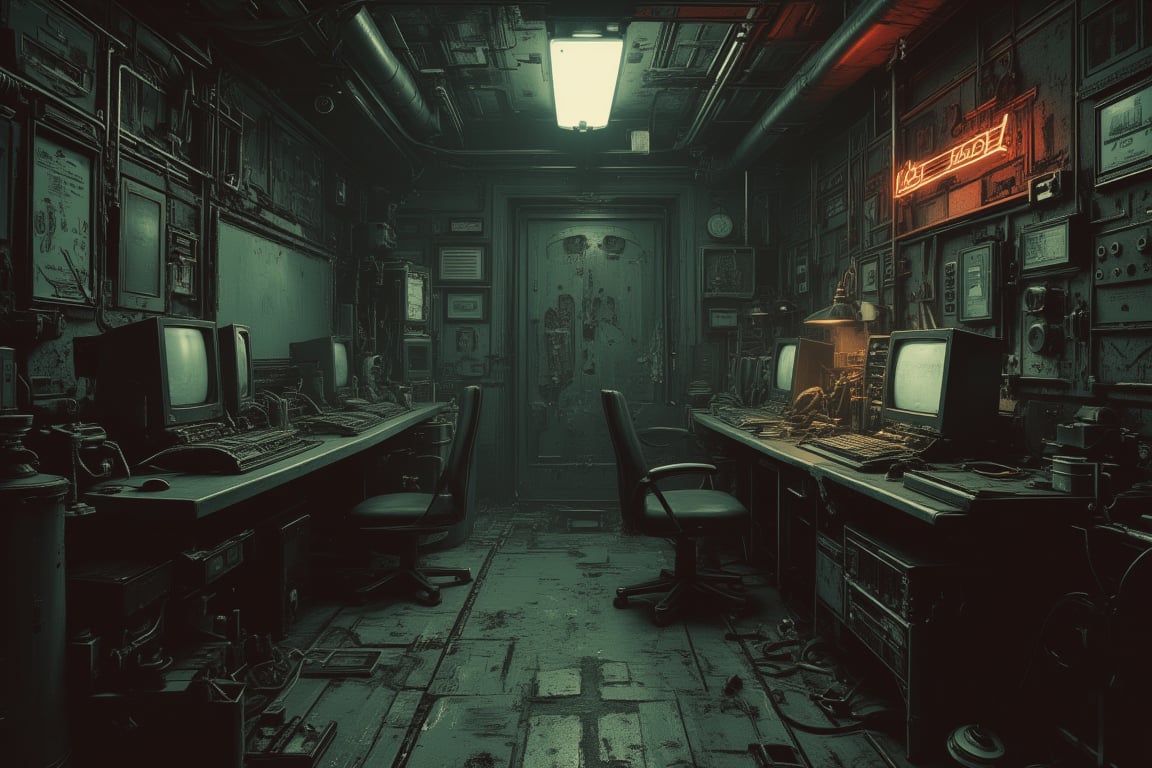 ((masterpiece,best quality)),(((((retro,vintage,world war 2))))), Obsolete machine,computer room. High definition, 8K resolution,lyh