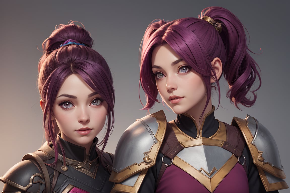 A Dwarf female character from Lineage II with dark-magenta hair in 2 ponytails. by Vai on Tensor.Art