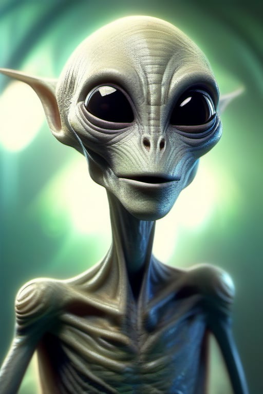 A gentle,  smiling grey alien extends a long,  slender hand in a gesture of friendship and respect. The extraterrestrial's...