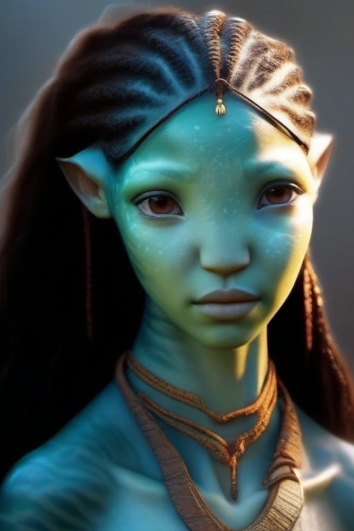 Resembles Tsireya and Jhene Aiko, realistic, beautiful, avatar, photo realism, na'vi, metkayina