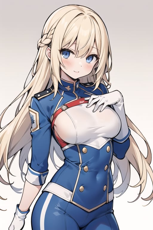 long hair,Blonde hair,blue eyes , young adult,middle breasts,band uniform