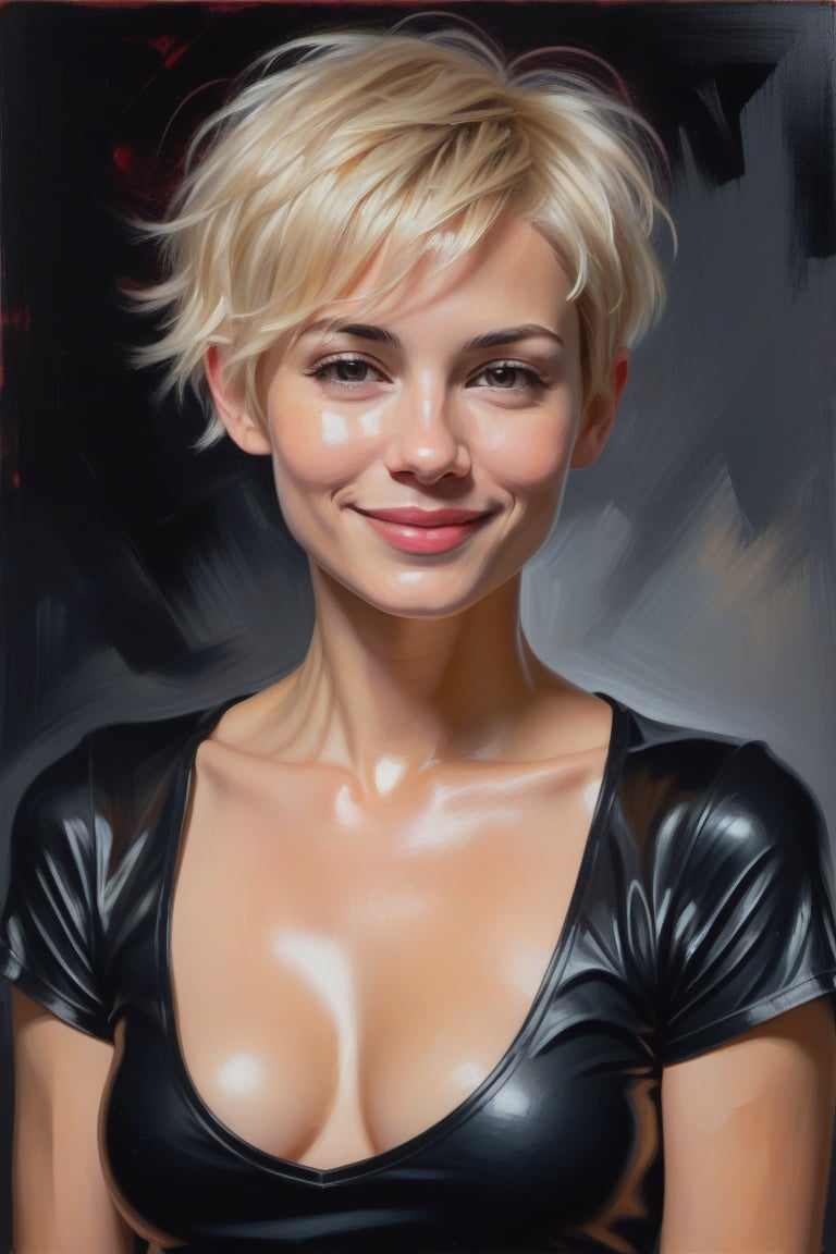 Oil Painting Art. waist up 3/4 front view portrait of a cute,  sexy,  slim by user_744422647051517677 on Tensor.Art