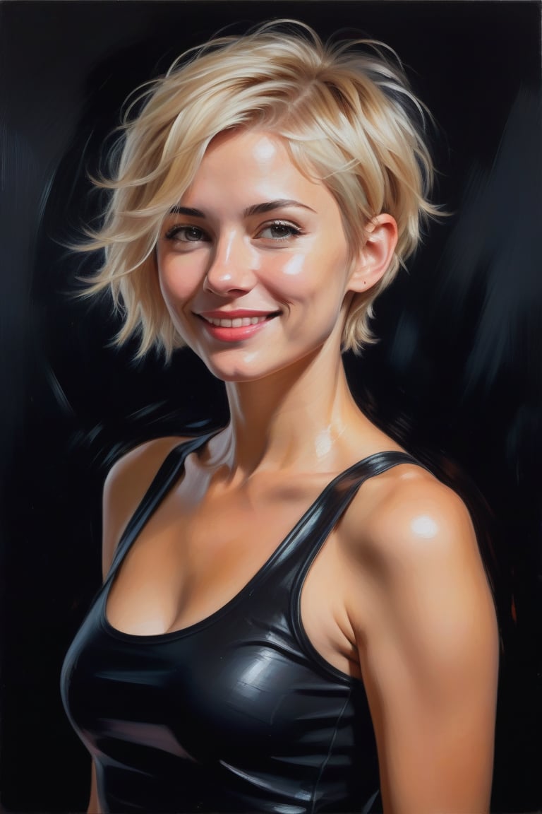 Oil Painting Art. waist up 3/4 front view portrait of a cute,  sexy,  slim by user_744422647051517677 on Tensor.Art