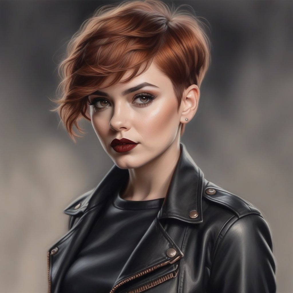 color pencil art,  30 years old woman,  pixie hair cut by user_744422647051517677 on Tensor.Art
