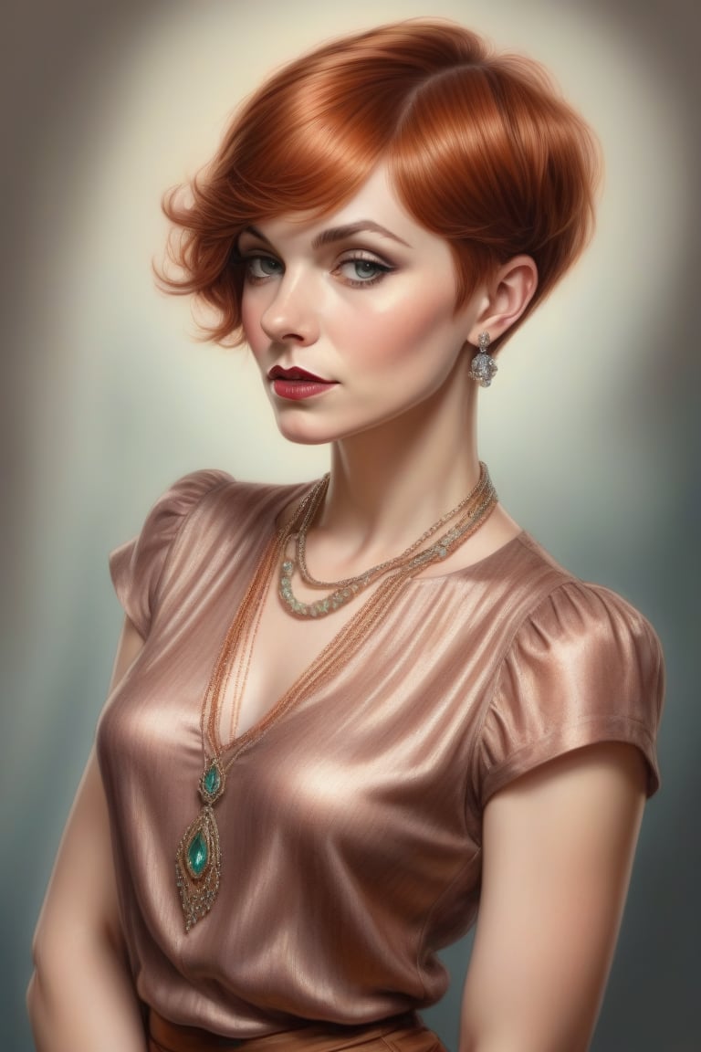 Colored pencil art,  portrait of a 30 years old classy slim minx woman,  classy makeup by user_744422647051517677 on Tenso...