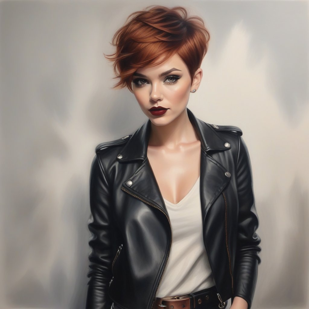 color pencil art,  30 years old woman,  pixie hair cut by user_744422647051517677 on Tensor.Art
