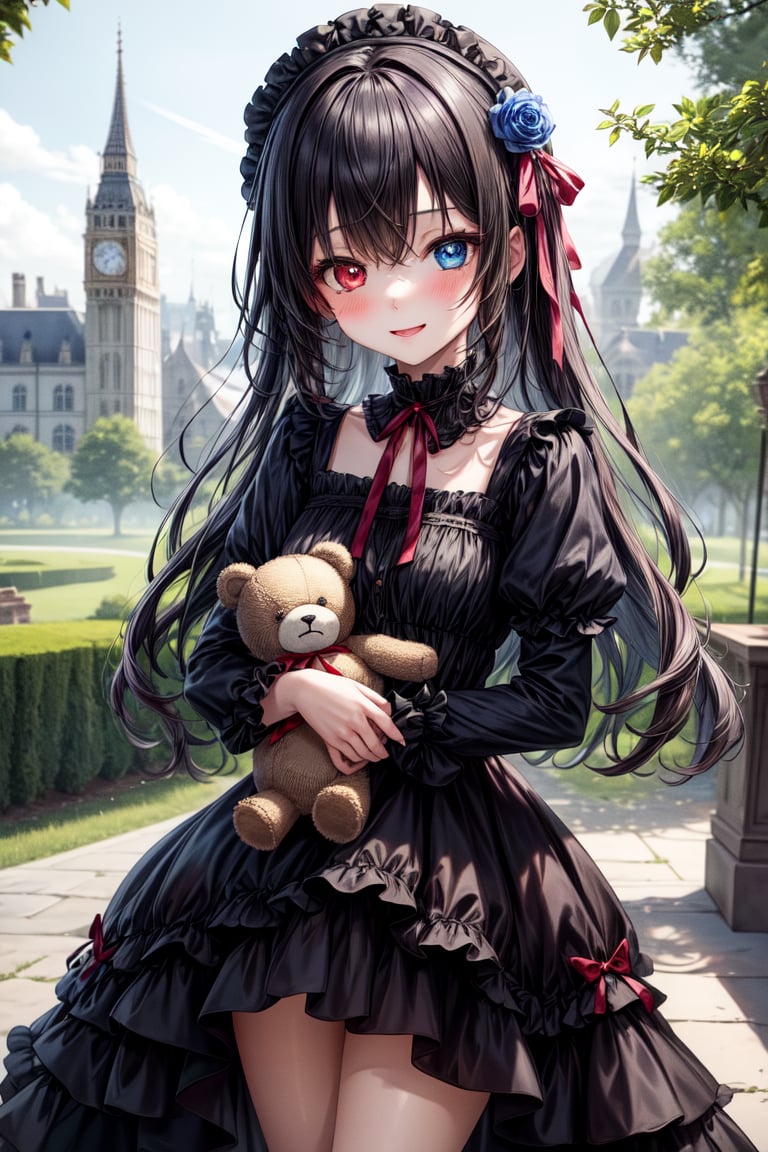 very beautiful loli 7 years old girl,  long wavy black hair,  dark red ribbon in her hair by El Holandes Errante on Tensor...
