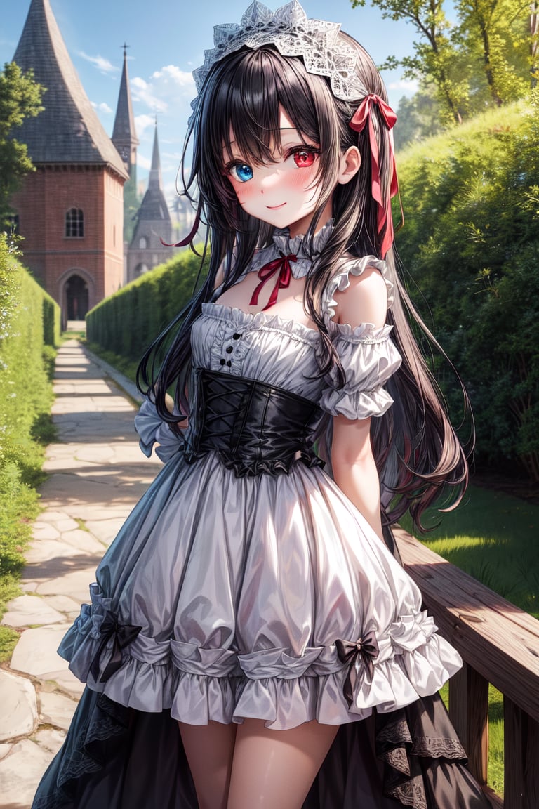very beautiful loli 7 years old girl,  long wavy black hair,  dark red ribbon in her hair by El Holandes Errante on Tensor...