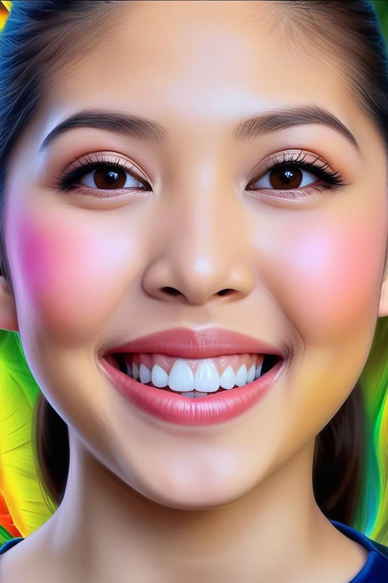 (masterpiece, top quality, best quality, official art, beautiful and aesthetic:1.2), (1girl), extreme detailed,(fractal art:1.3),colorful,highest detailed, oil painting, Surrealism,asian girl,masterpiece
Soft face, Asian girl, sharp face, grin, Maine Mendoza very similar face.,extremely detailed