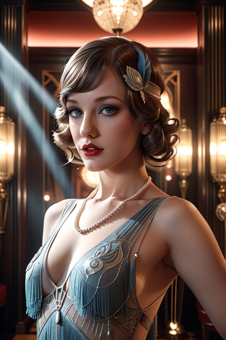 Photo realistic, mute colors, 20s style, flapper girl, art deco. cinematic lighting, smokey atmosphere, ethereal light, intricate details, extremely detailed, incredible details, full colored, complex details, hyper maximalist, gorgeous light and shadow, detailed decoration, detailed lines. masterpiece, best quality, HDR, UHD, unreal engine. looking at the camera, fair skin, beautiful face, beautiful eyes, perfect eyes, beautiful nose, full_body,fflixmj6,ohwx woman