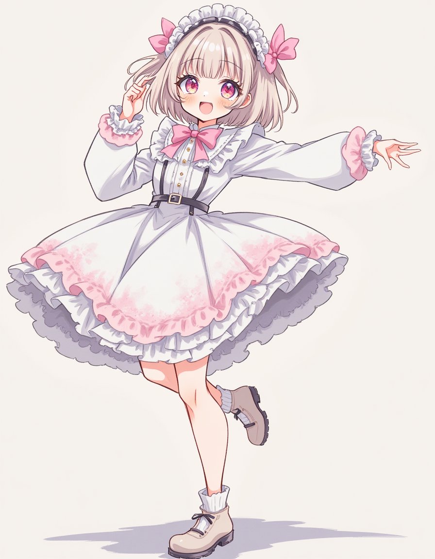 1girl, white lolita fashion